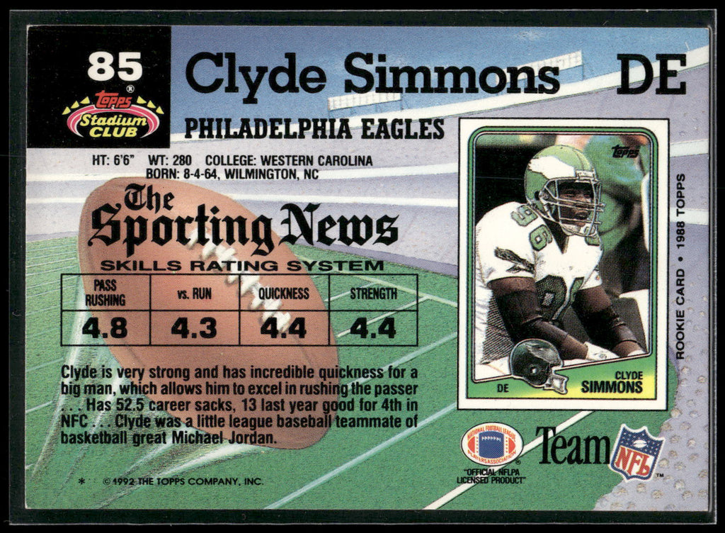 1992 Stadium Club #85 Clyde Simmons