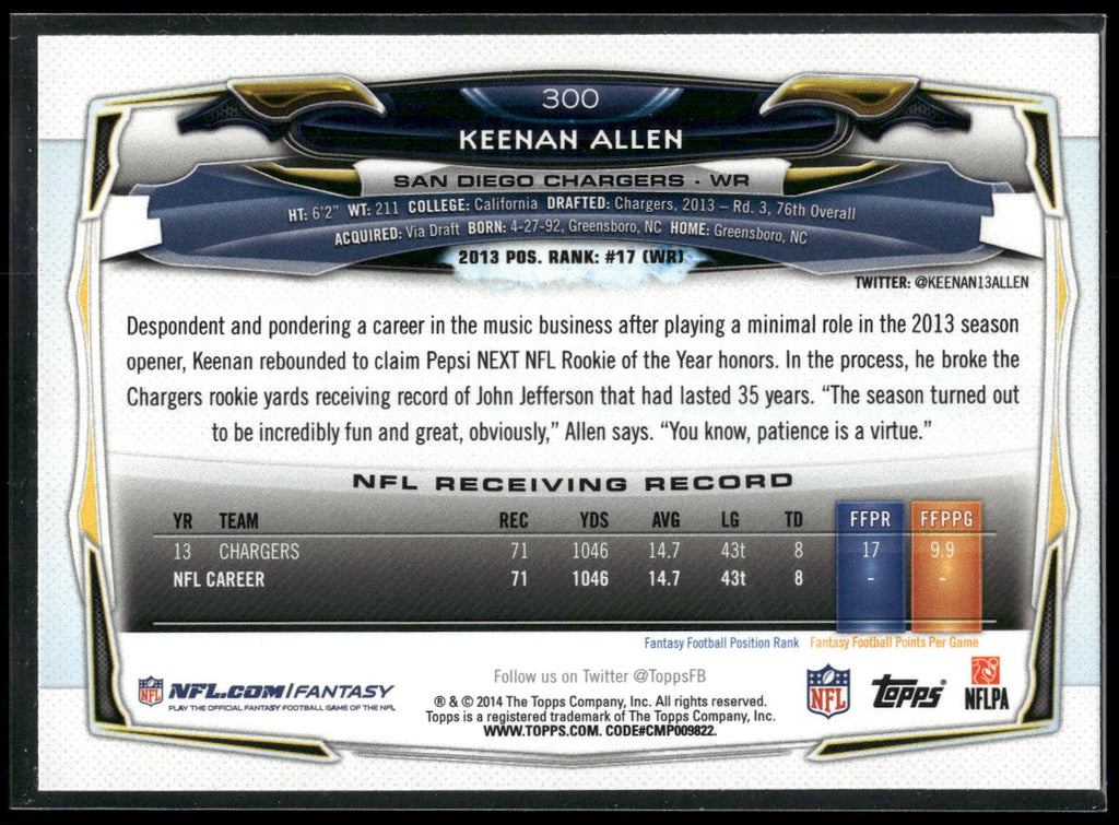 2014 Topps #300 Keenan Allen