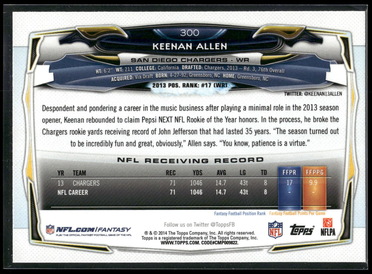 2014 Topps #300 Keenan Allen