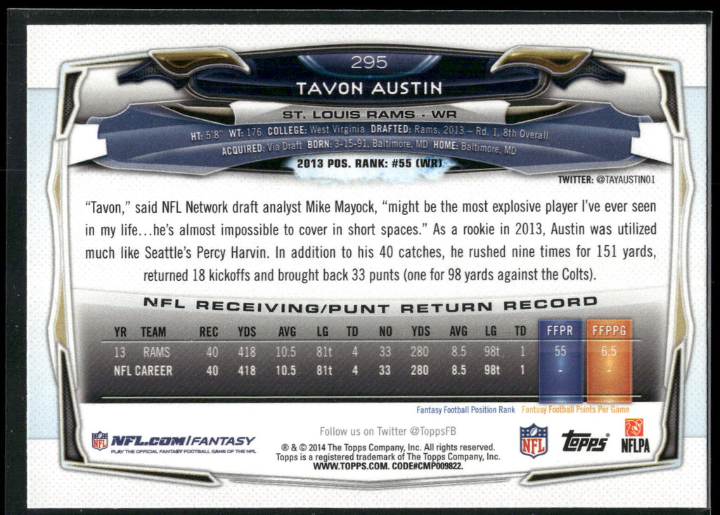 2014 Topps #295 Tavon Austin