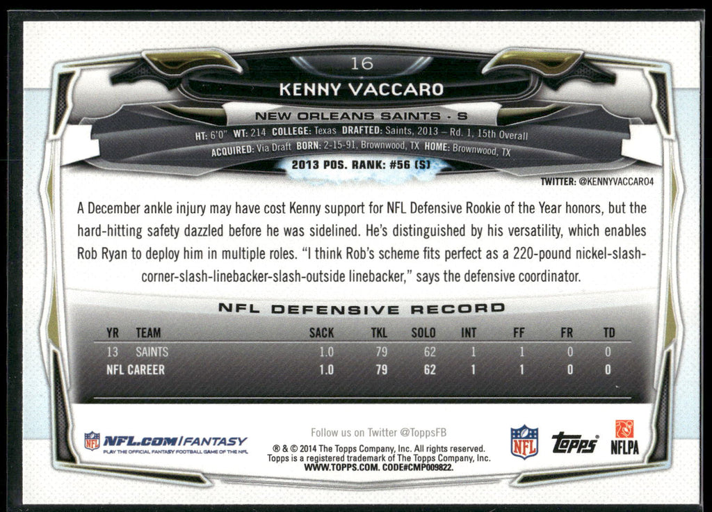 2014 Topps #16 Kenny Vaccaro