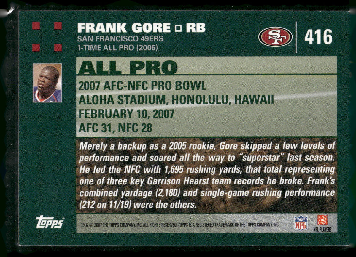 2007 Topps #416 Frank Gore
