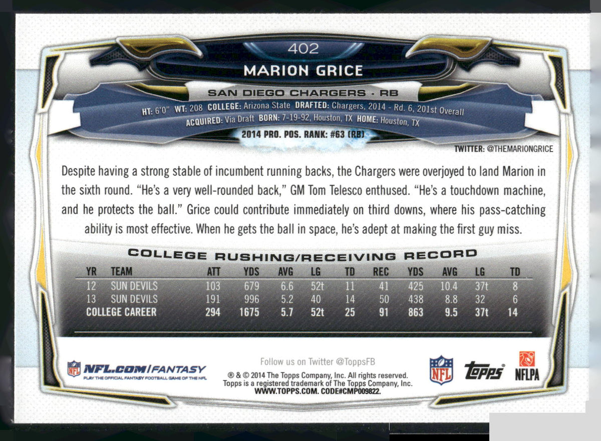 2014 Topps #402 Marion Grice