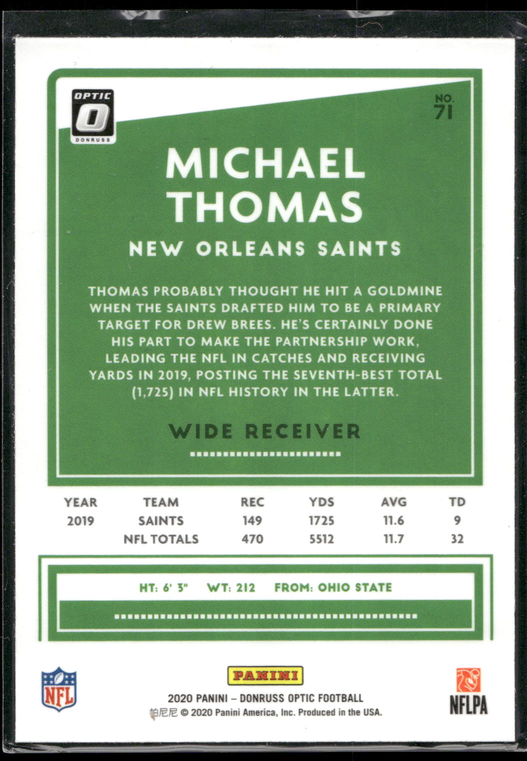 2020 Donruss Optic #71 Michael Thomas