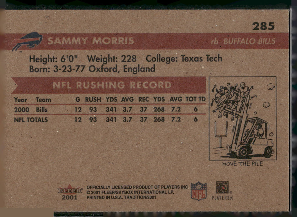 2001 Fleer Tradition #285 Sammy Morris