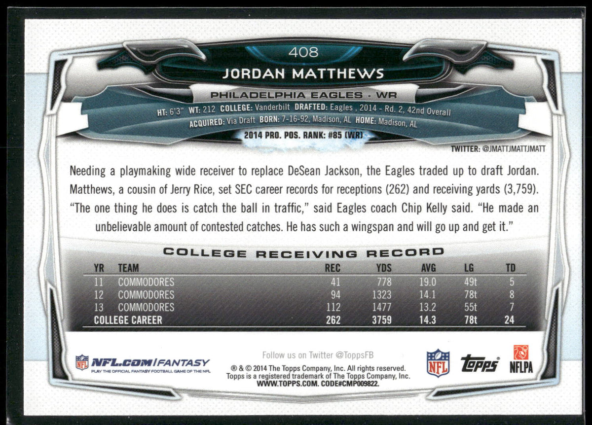2014 Topps #408 Jordan Matthews