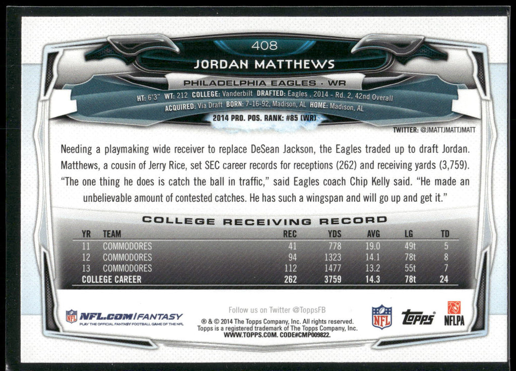 2014 Topps #408 Jordan Matthews