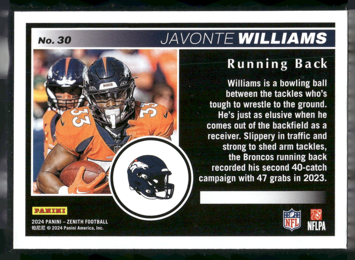 2024 Panini Zenith #30 Javonte Williams Retail