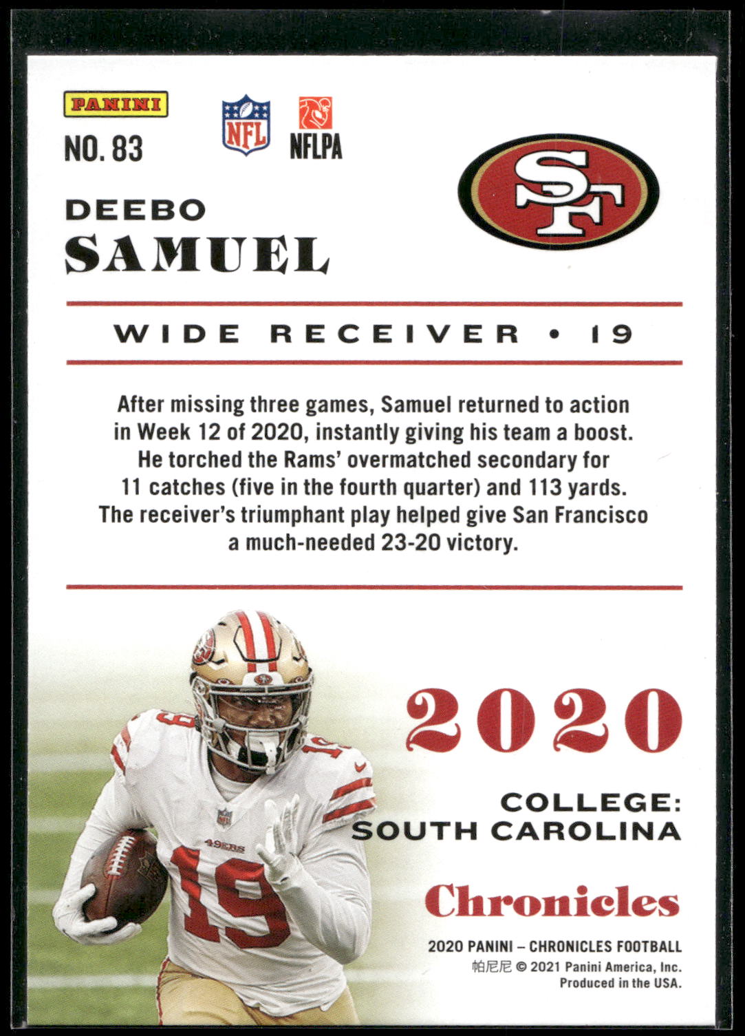 2020 Panini Chronicles #83 Deebo Samuel