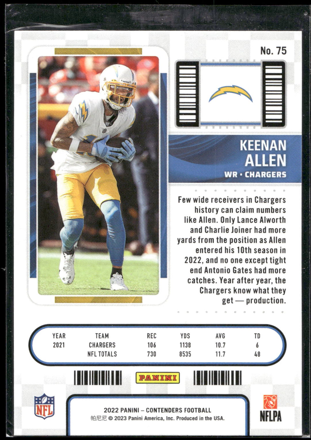 2022 Panini Contenders #75 Keenan Allen