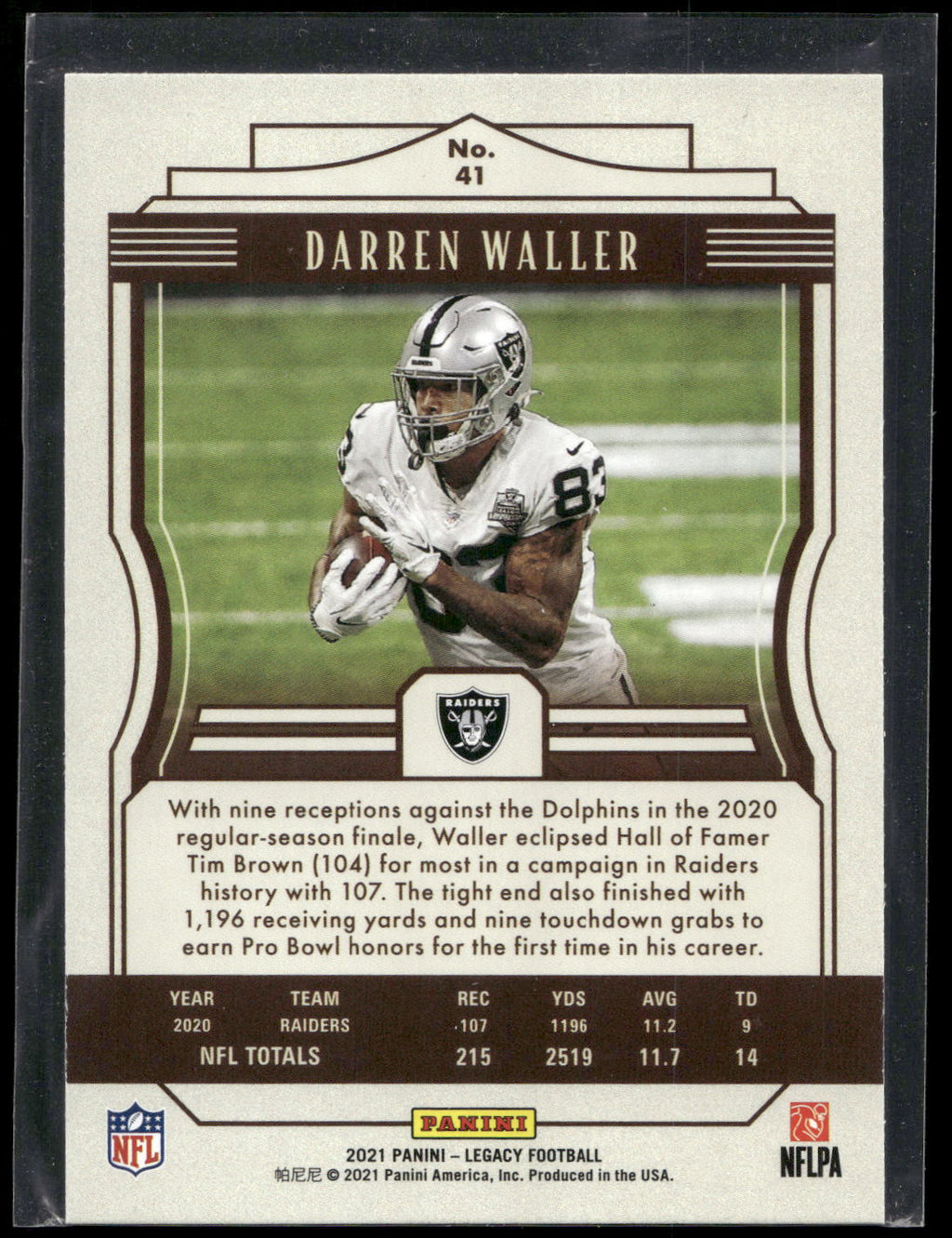 2021 Panini Legacy #41 Darren Waller