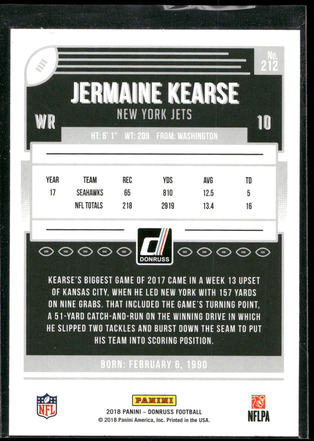 2018 Donruss #212 Jermaine Kearse