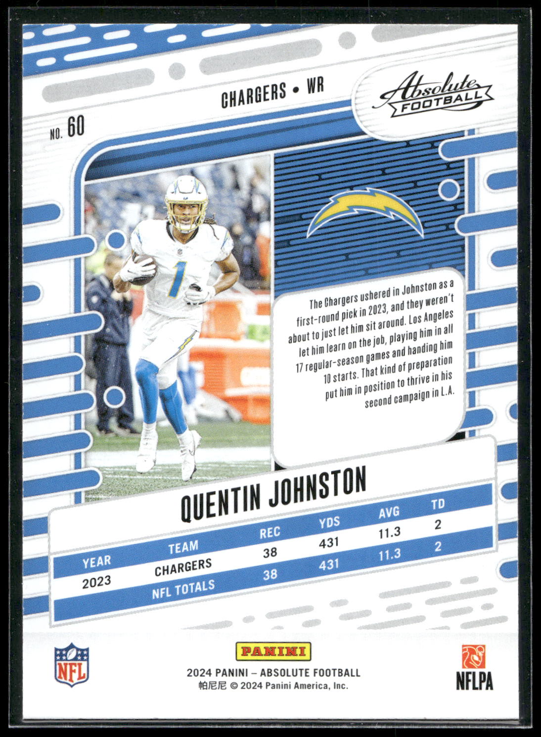 2024 Panini Absolute #60 Quentin Johnston Retail