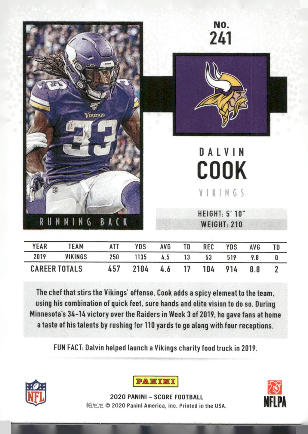2020 Score #241 Dalvin Cook