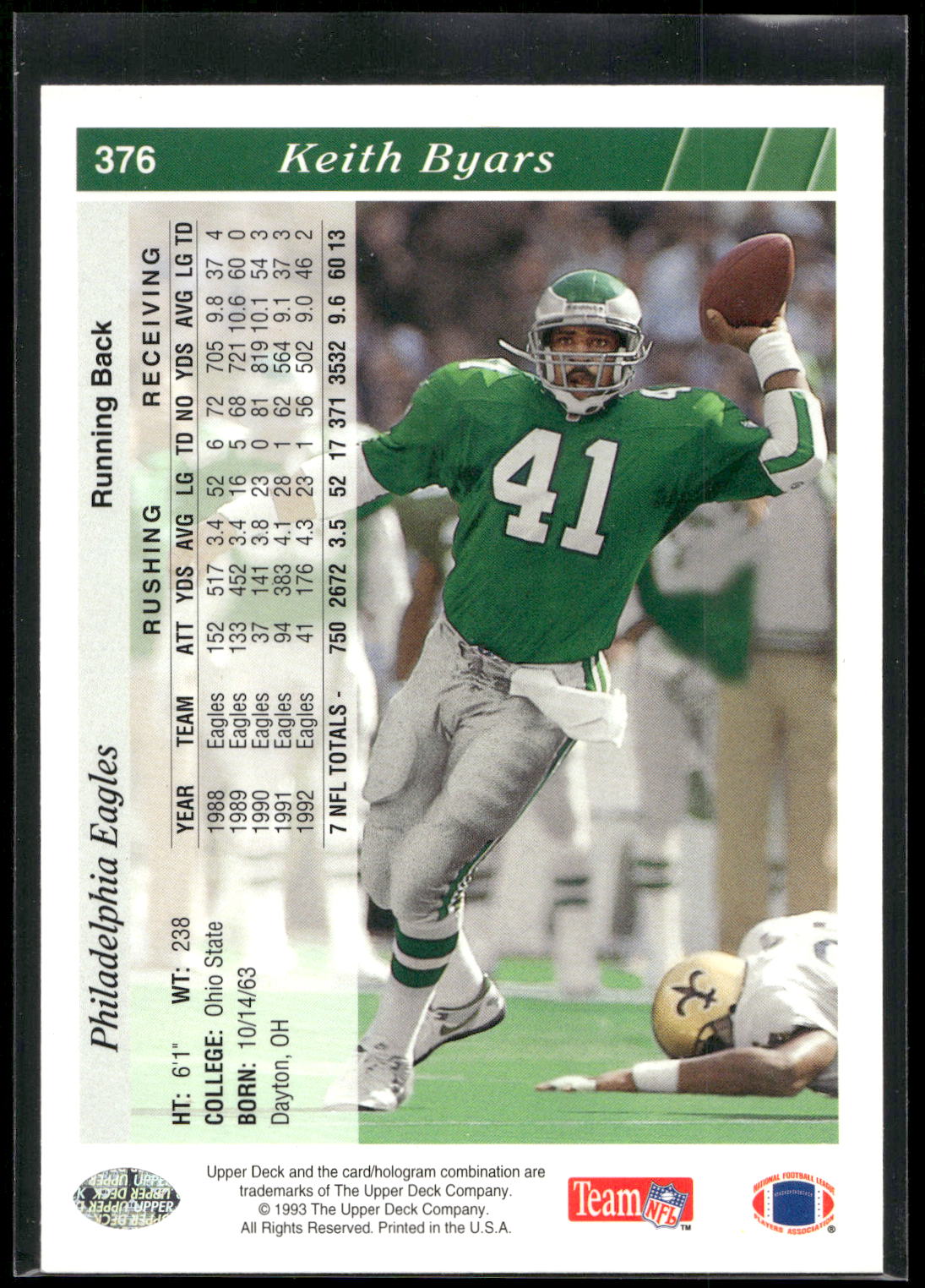 1993 Upper Deck #376 Keith Byars