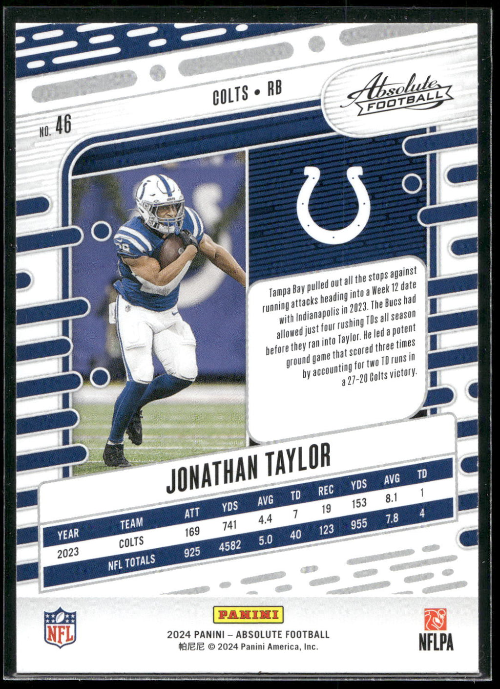 2024 Panini Absolute #46 Jonathan Taylor Yellow