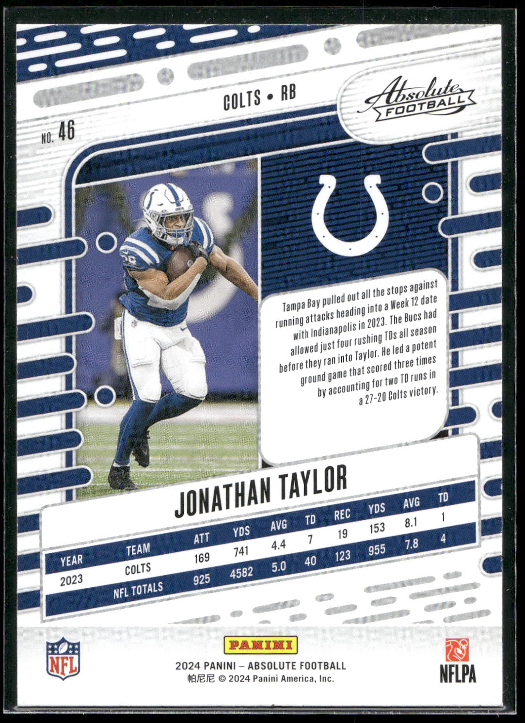 2024 Panini Absolute #46 Jonathan Taylor Yellow