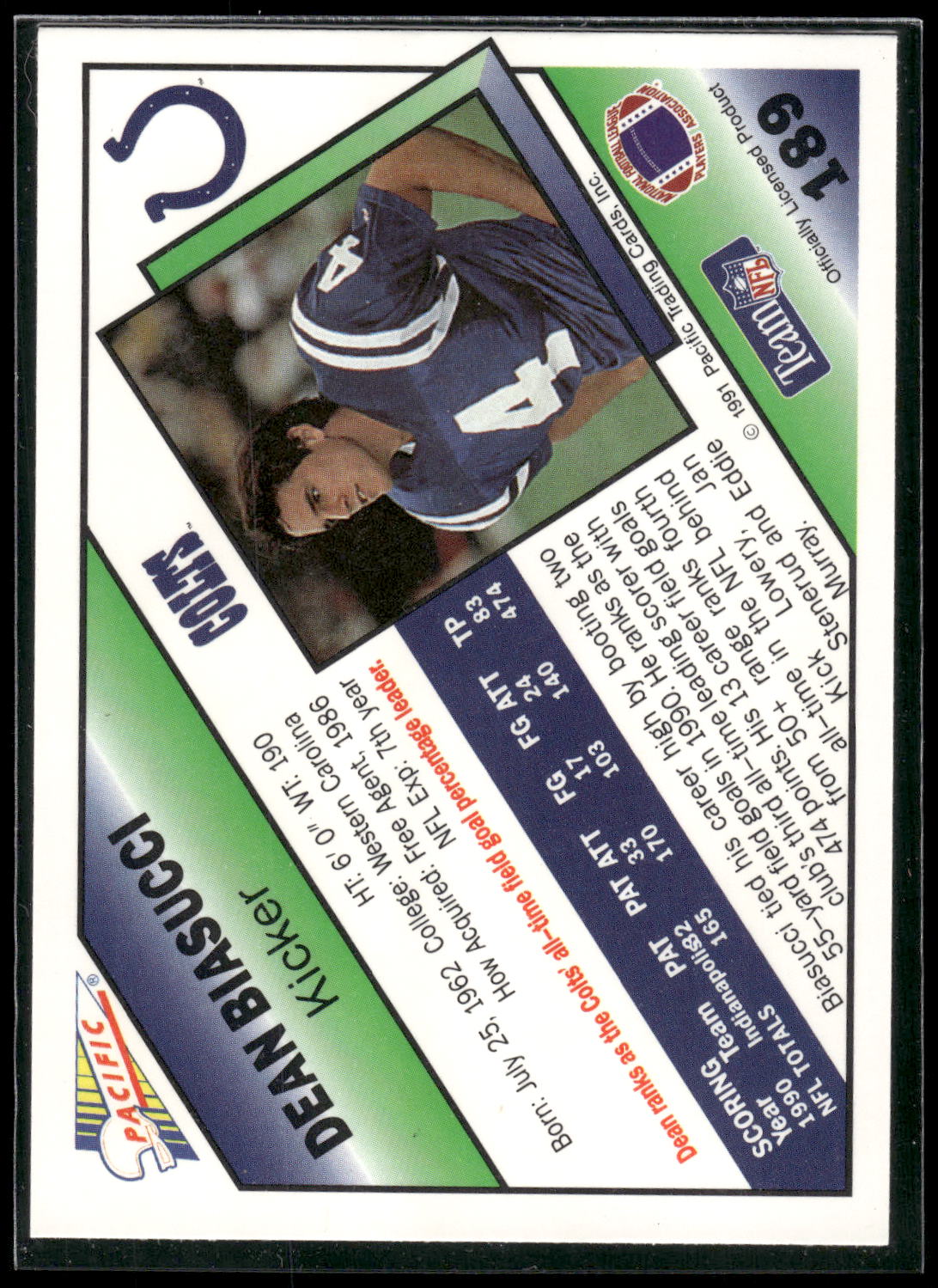 1991 Pacific #189 Dean Biasucci