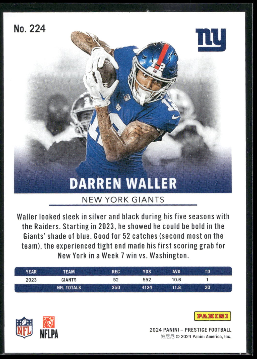 2024 Panini Prestige #224 Darren Waller
