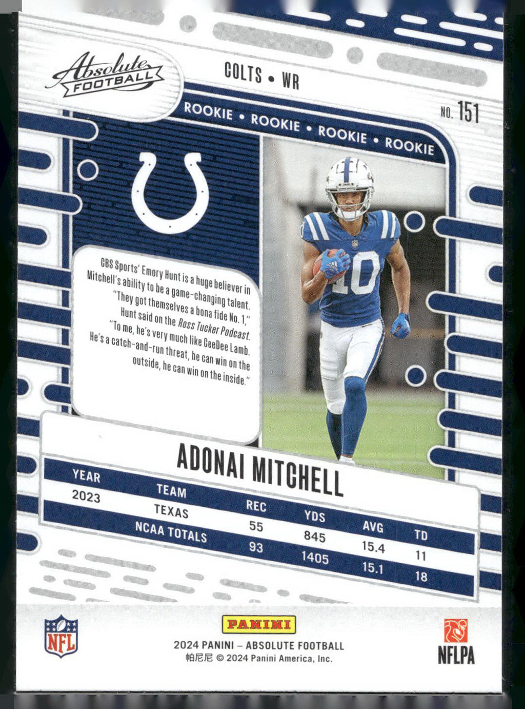 2024 Panini Absolute #151 Adonai Mitchell Retail