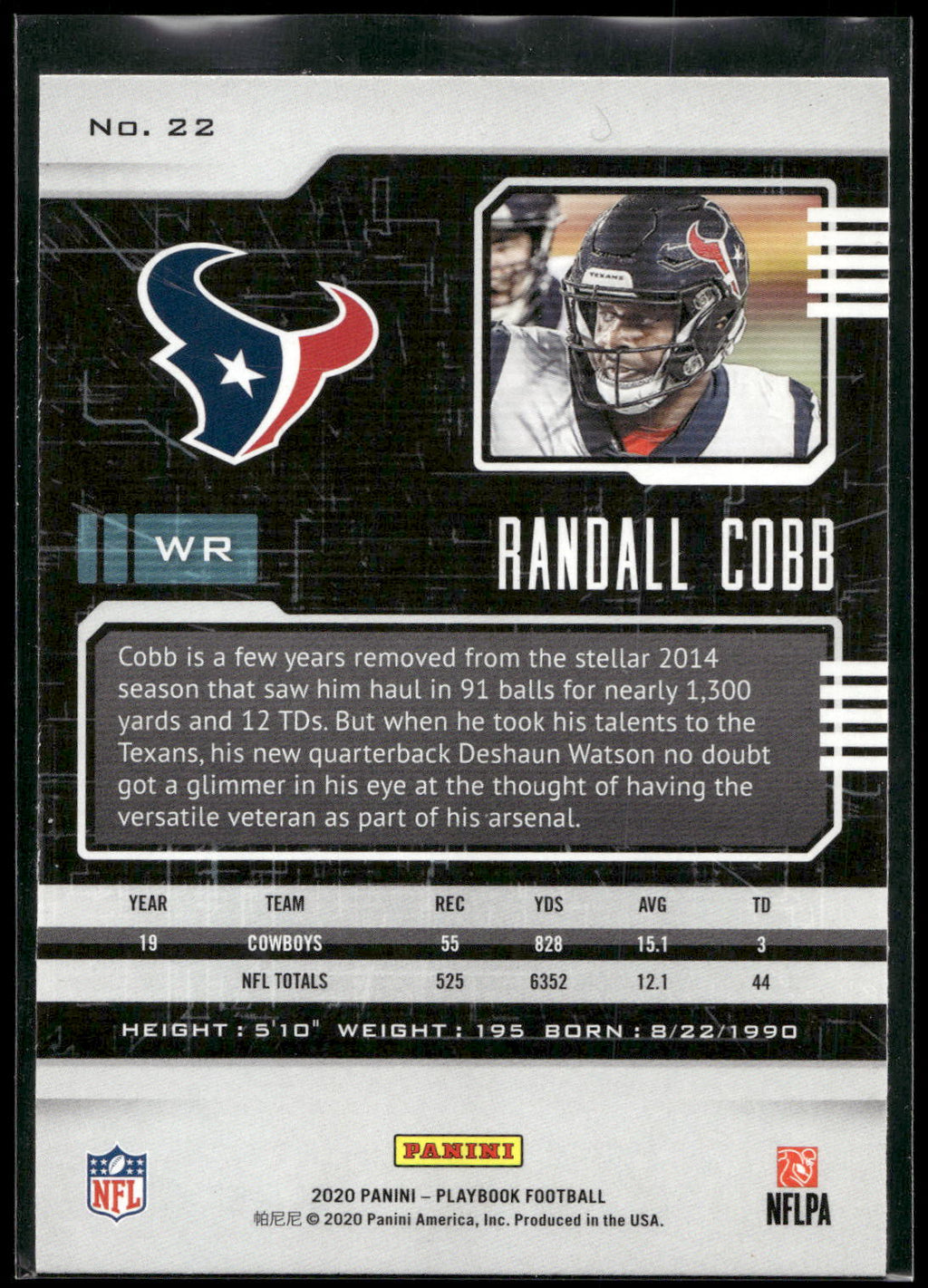 2020 Panini Playbook #22 Randall Cobb