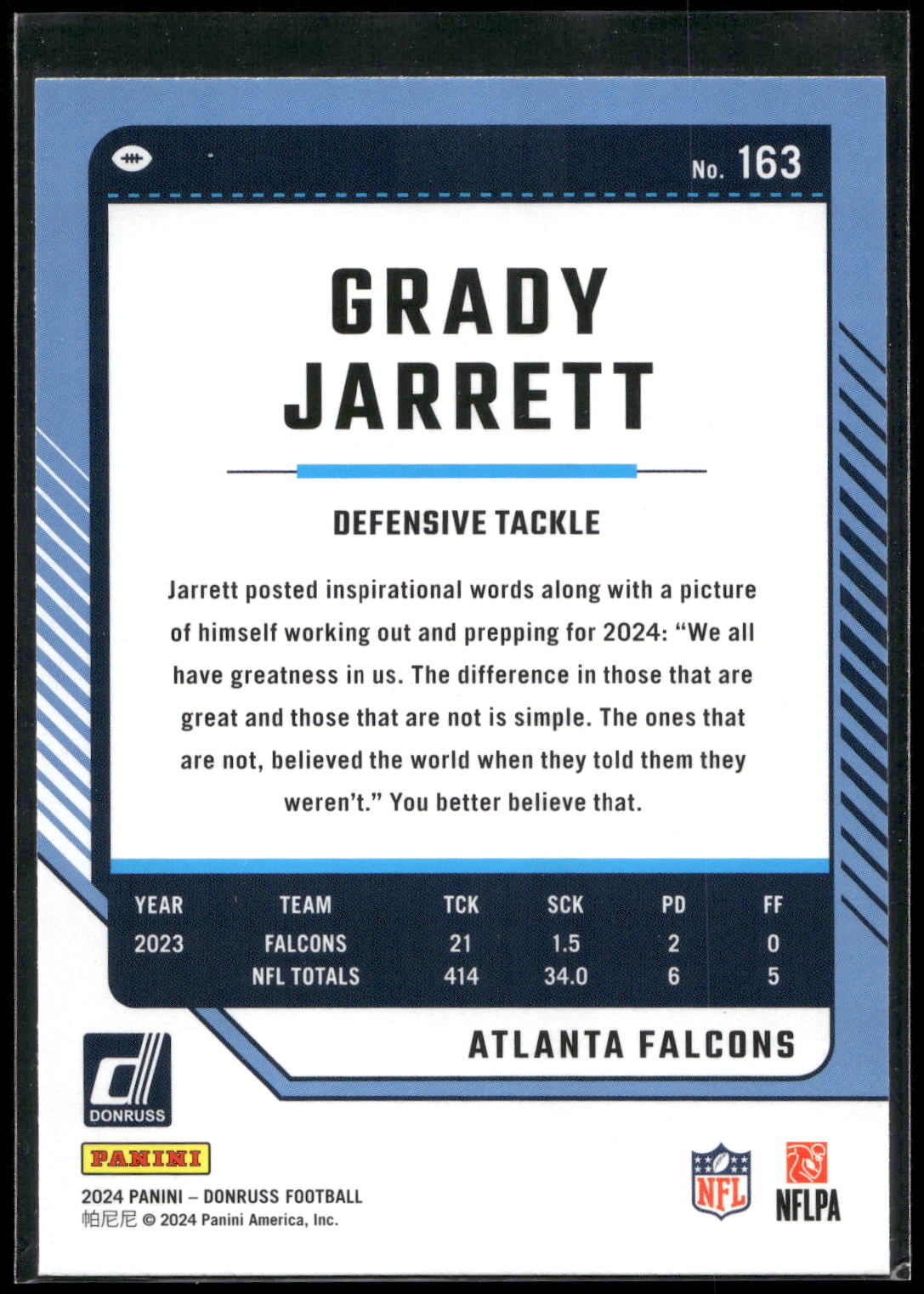 2024 Donruss #163 Grady Jarrett