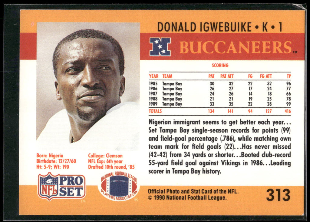 1990 Pro Set #313 Donald Igwebuike