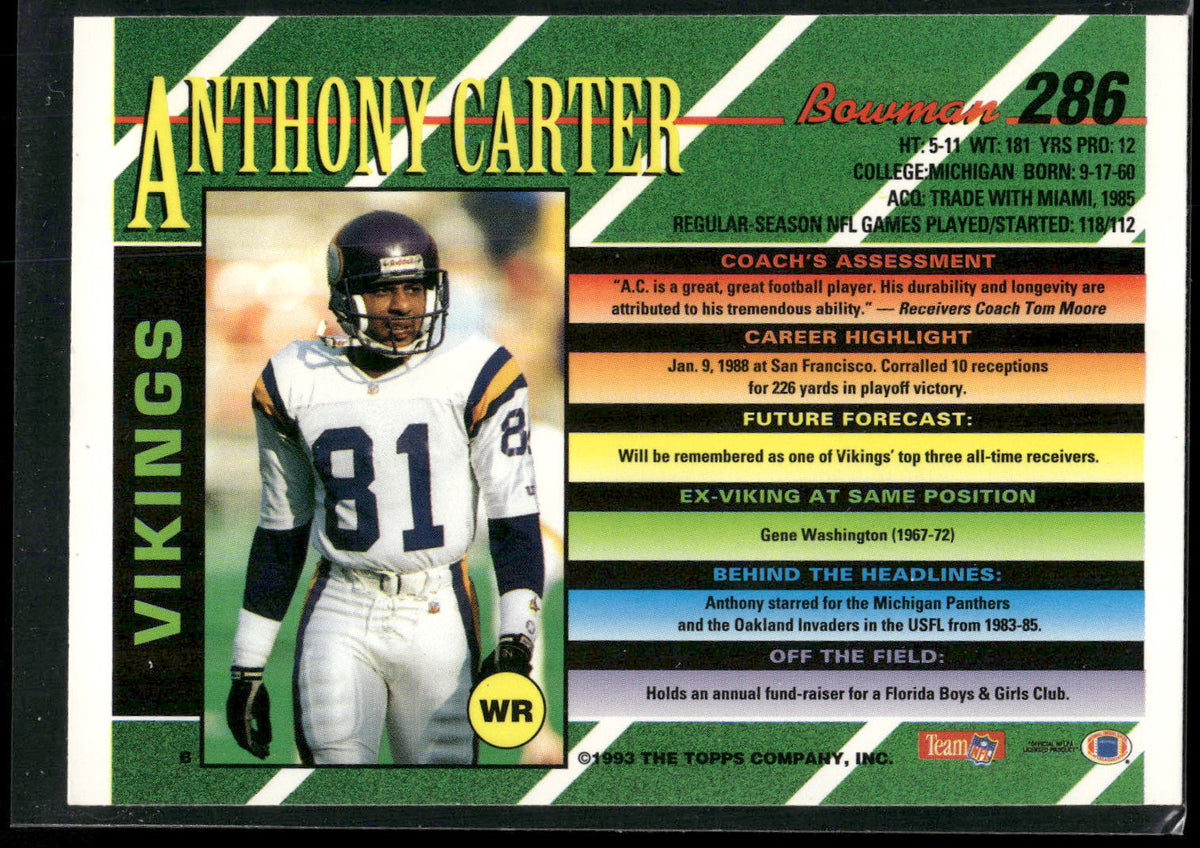 1993 Bowman #286 Anthony Carter