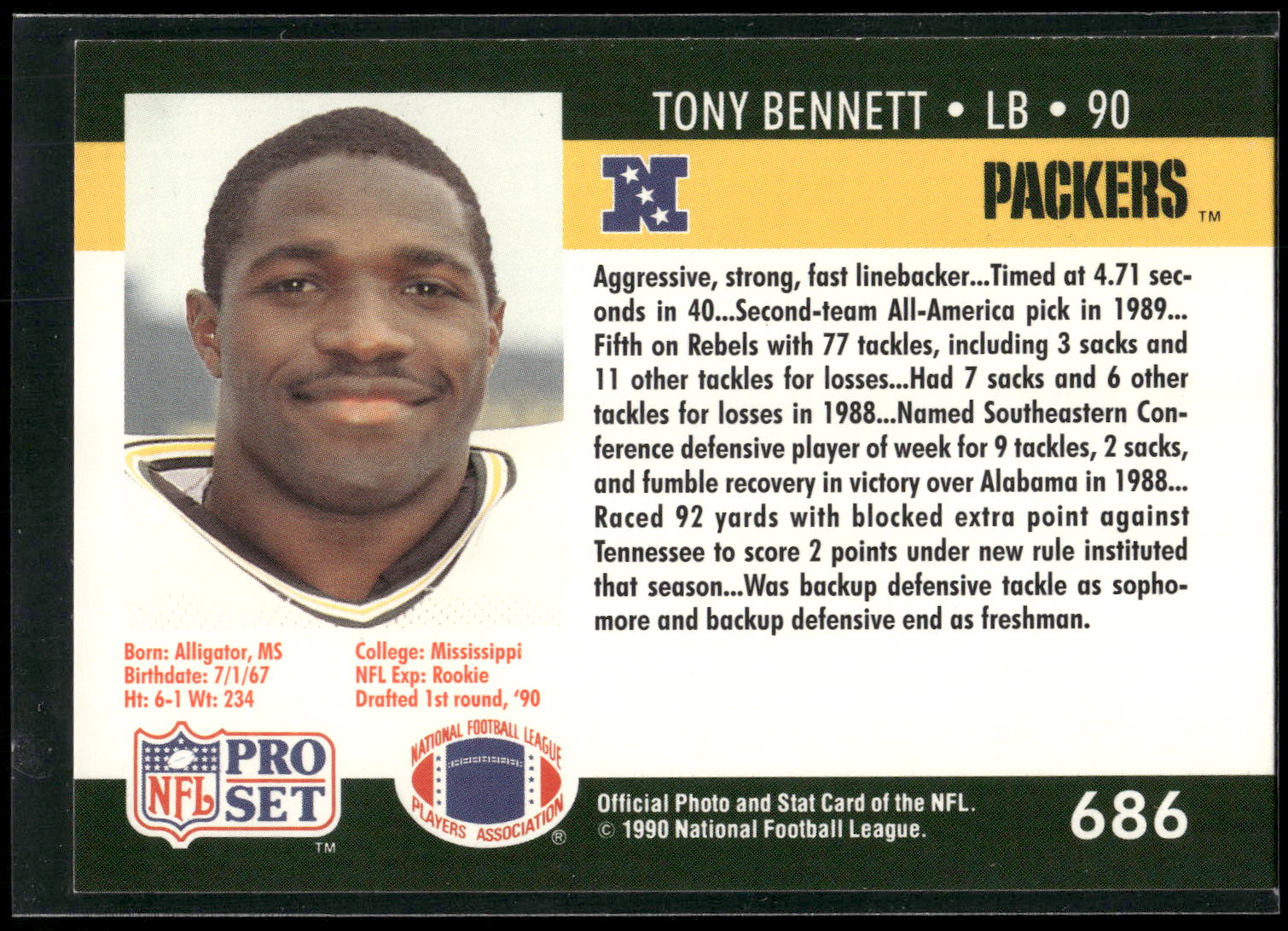 1990 Pro Set #686 Tony Bennett