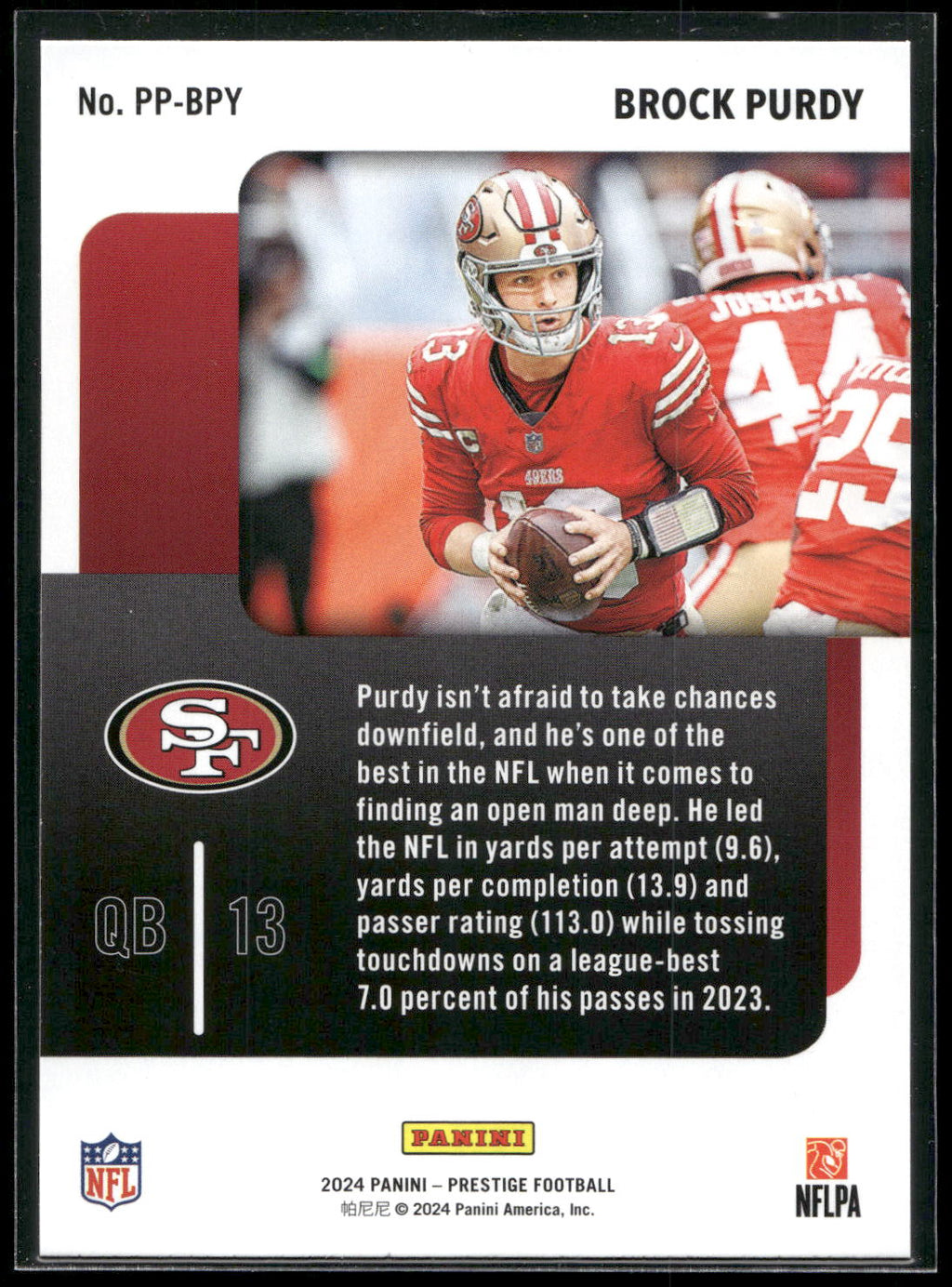 2024 Panini Prestige #PP-BPY Brock Purdy Prestigious Pros