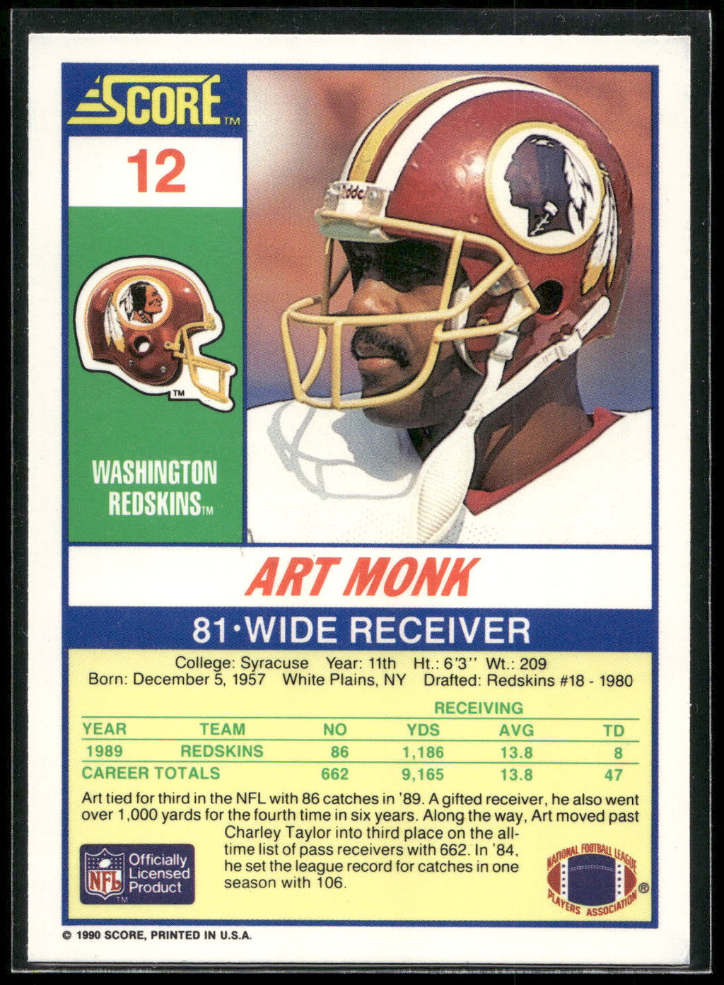 1990 Score #12 Art Monk