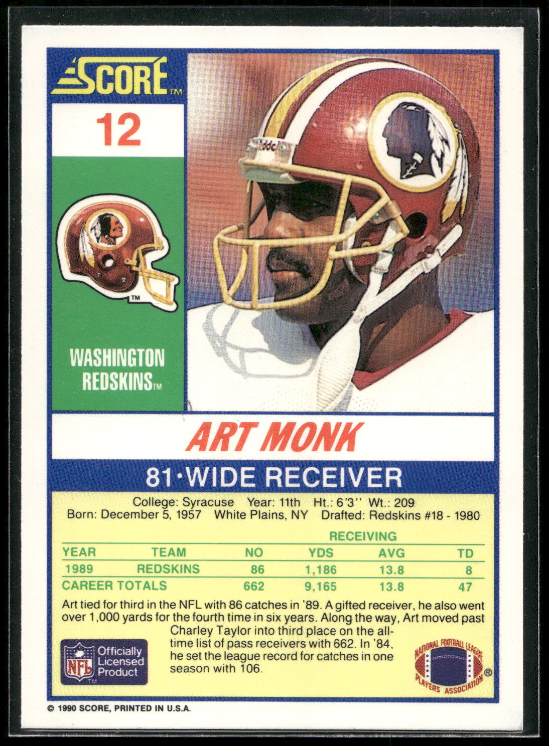 1990 Score #12 Art Monk