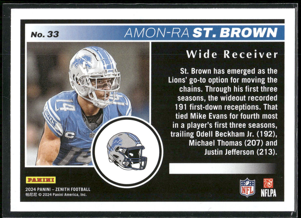 2024 Panini Zenith #33 Amon-Ra St. Brown Retail