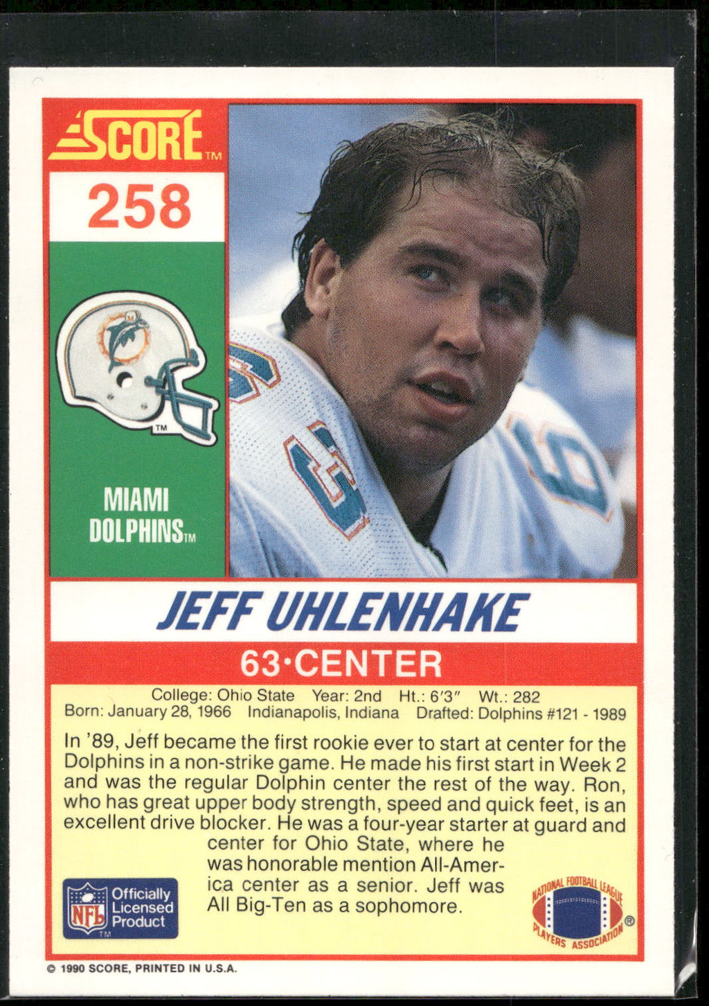 1990 Score #258 Jeff Uhlenhake