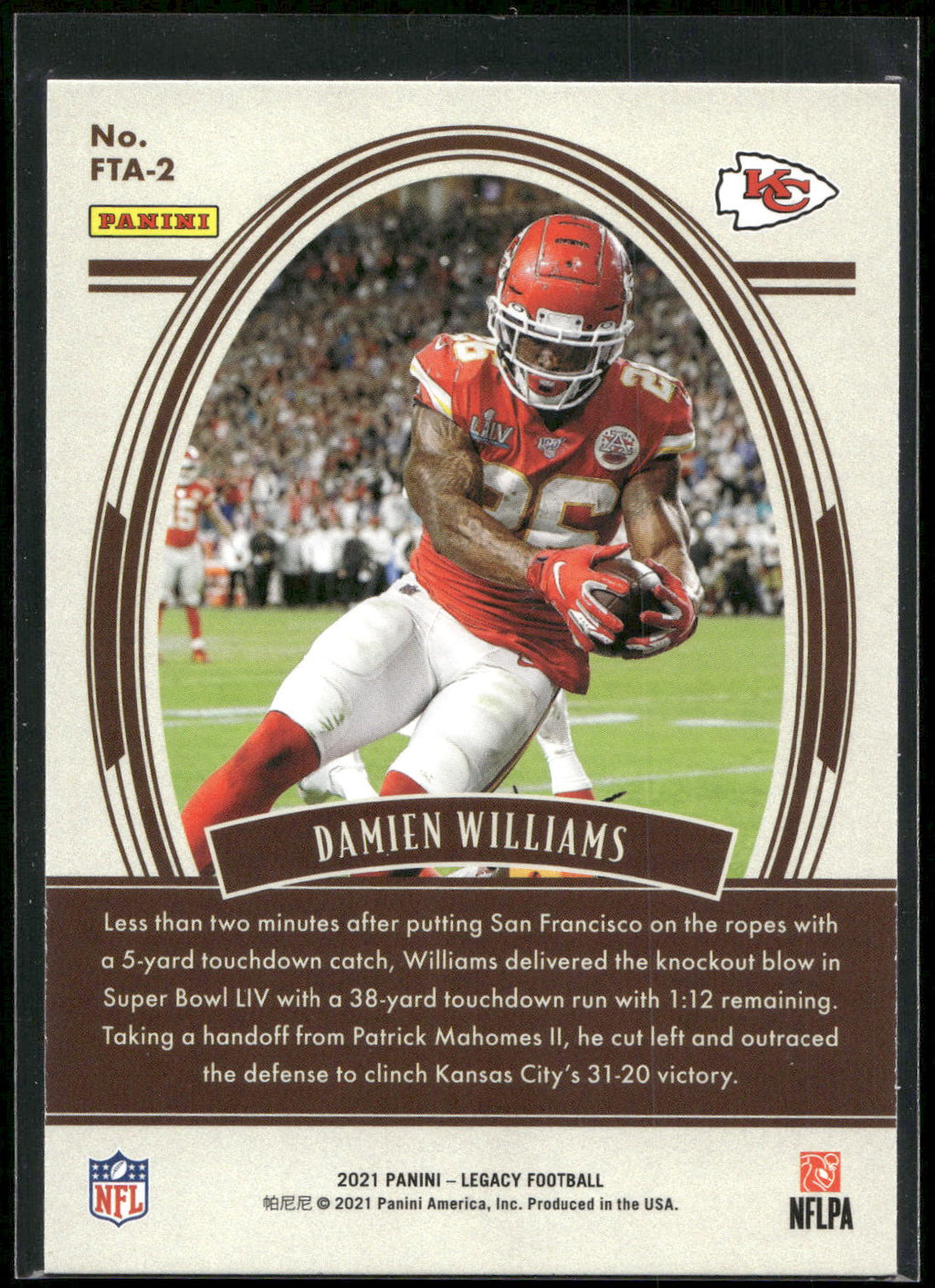 2021 Panini Legacy #FTA-2 Damien Williams For the Ages