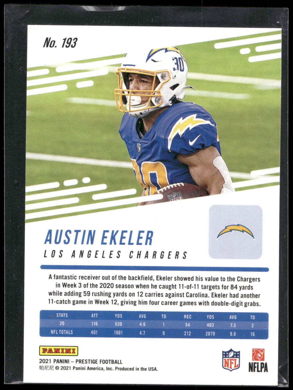2021 Panini Prestige #193 Austin Ekeler