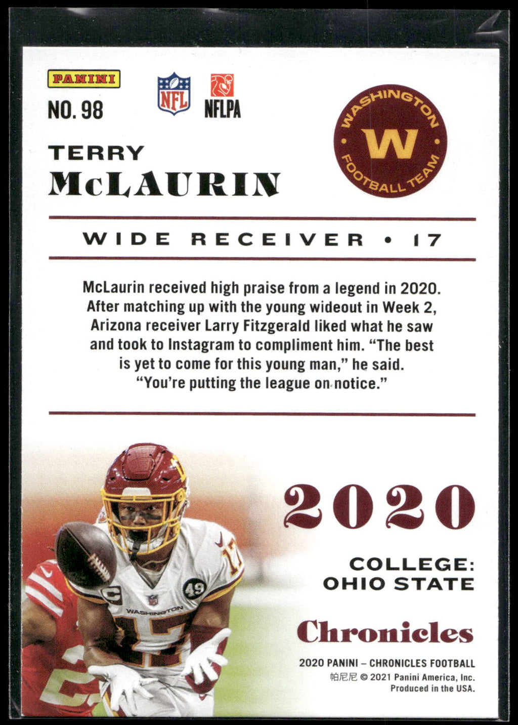 2020 Panini Chronicles #98 Terry McLaurin