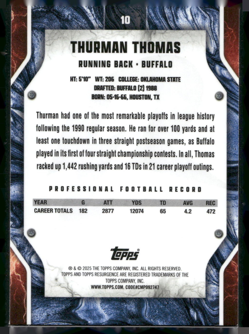2024 Topps Resurgence #10 Thurman Thomas