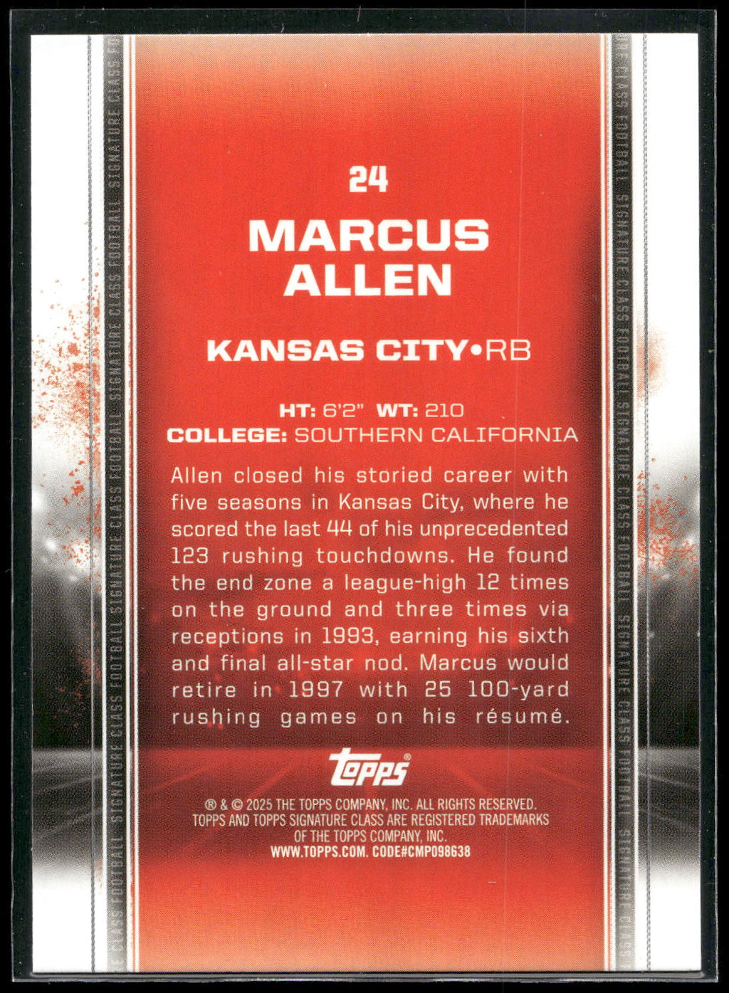 2024 Topps Signature Class #24 Marcus Allen