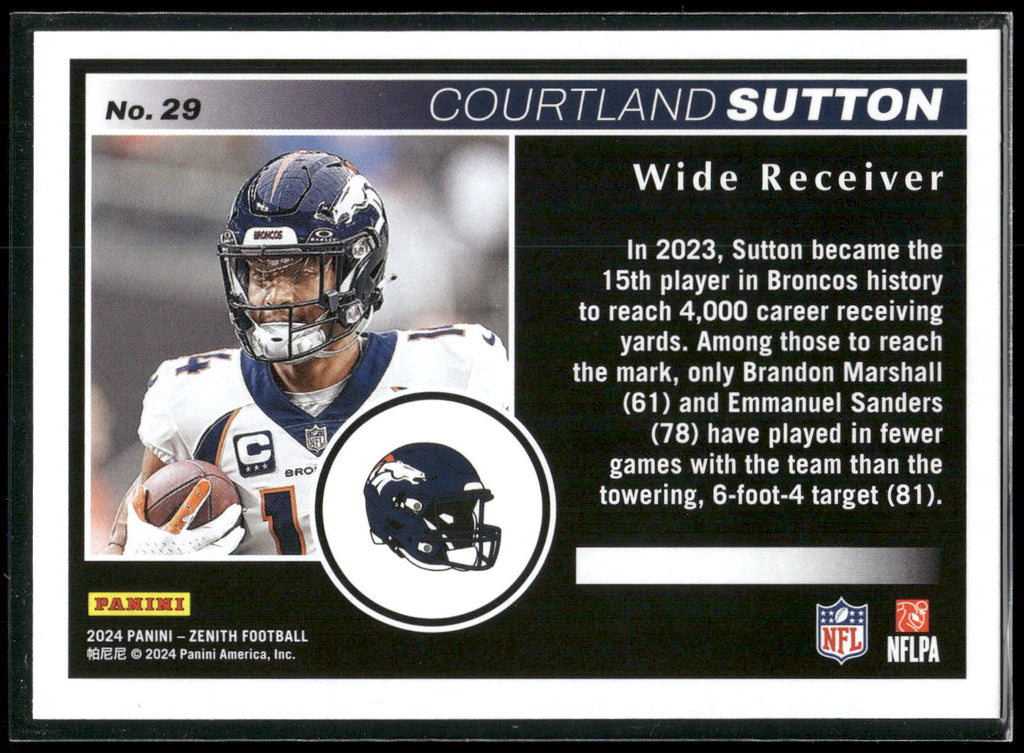 2024 Panini Zenith #29 Courtland Sutton Retail