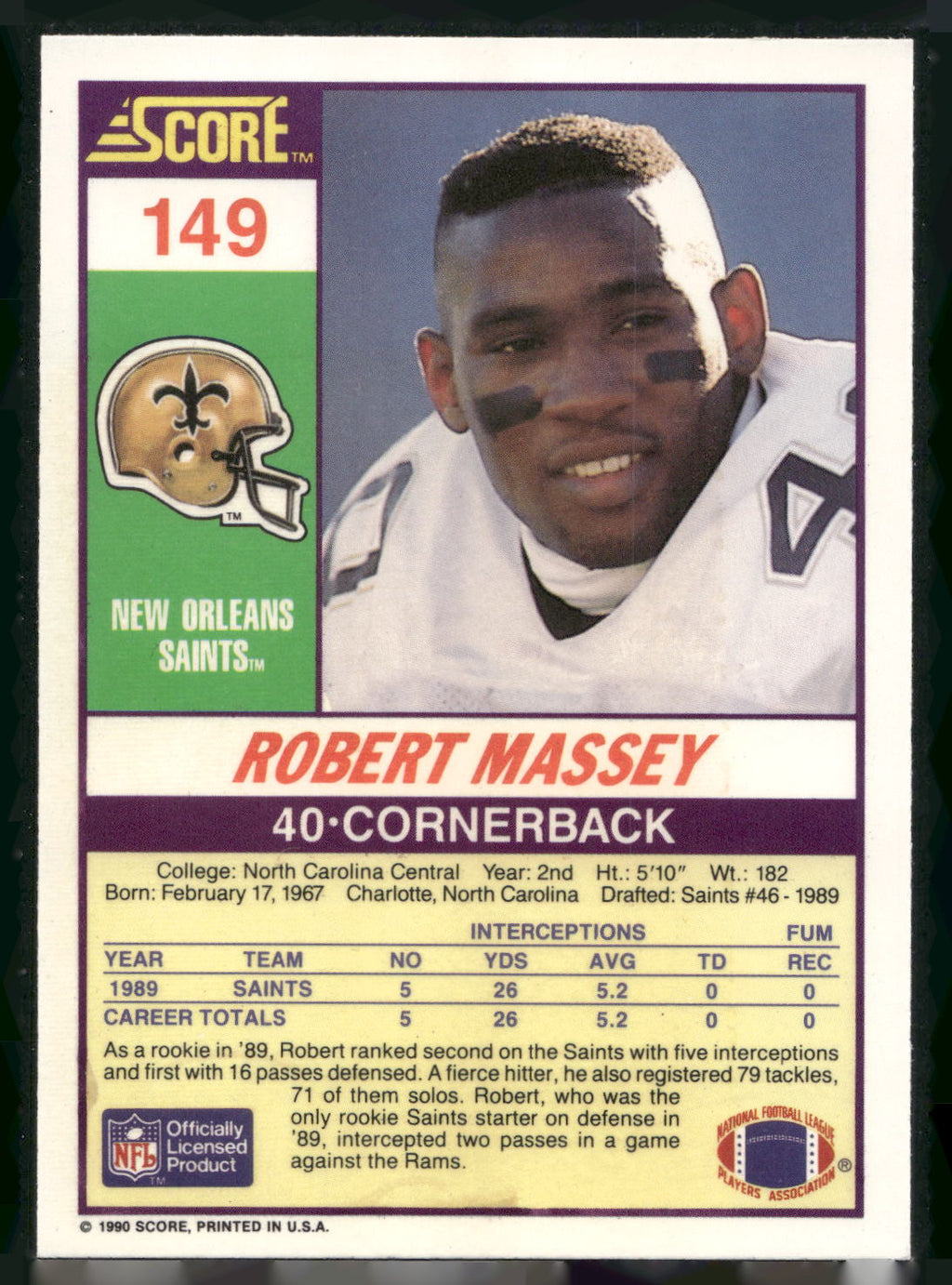1990 Score #149 Robert Massey