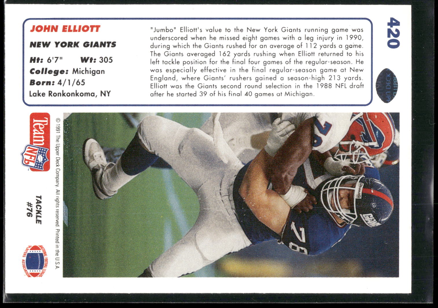 1991 Upper Deck #420 John Elliott