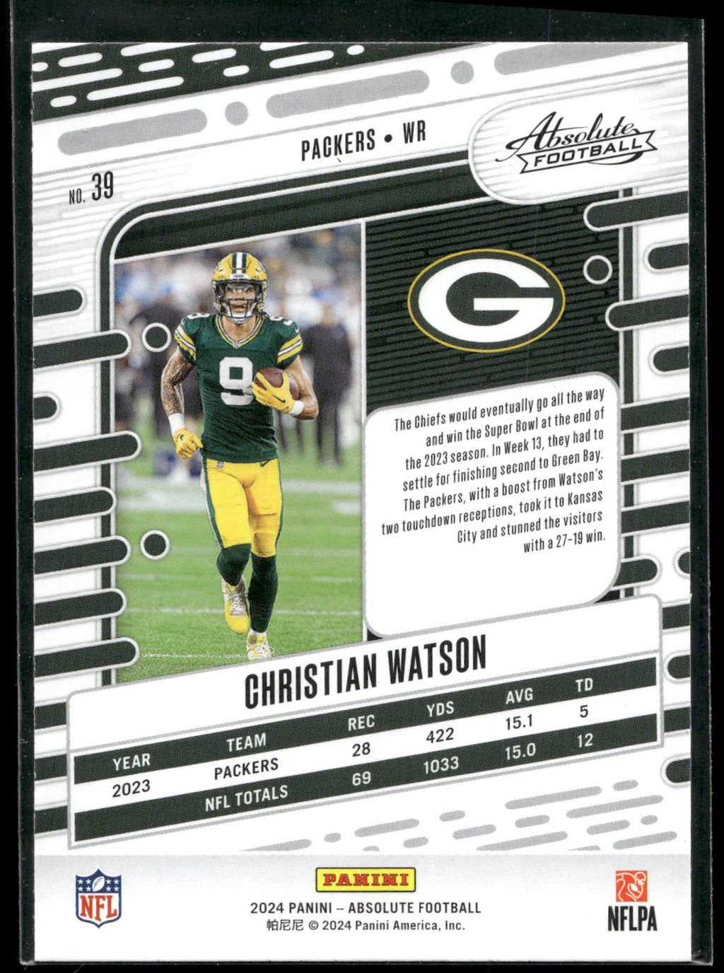 2024 Panini Absolute #39 Christian Watson Red
