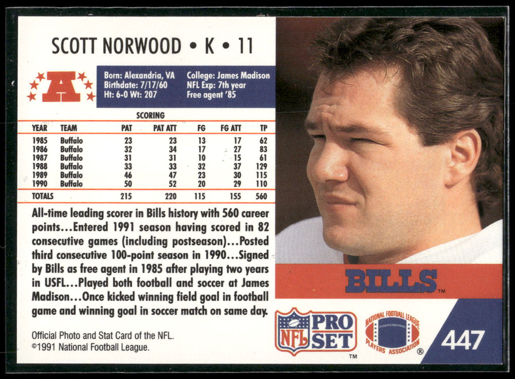 1991 Pro Set #447 Scott Norwood