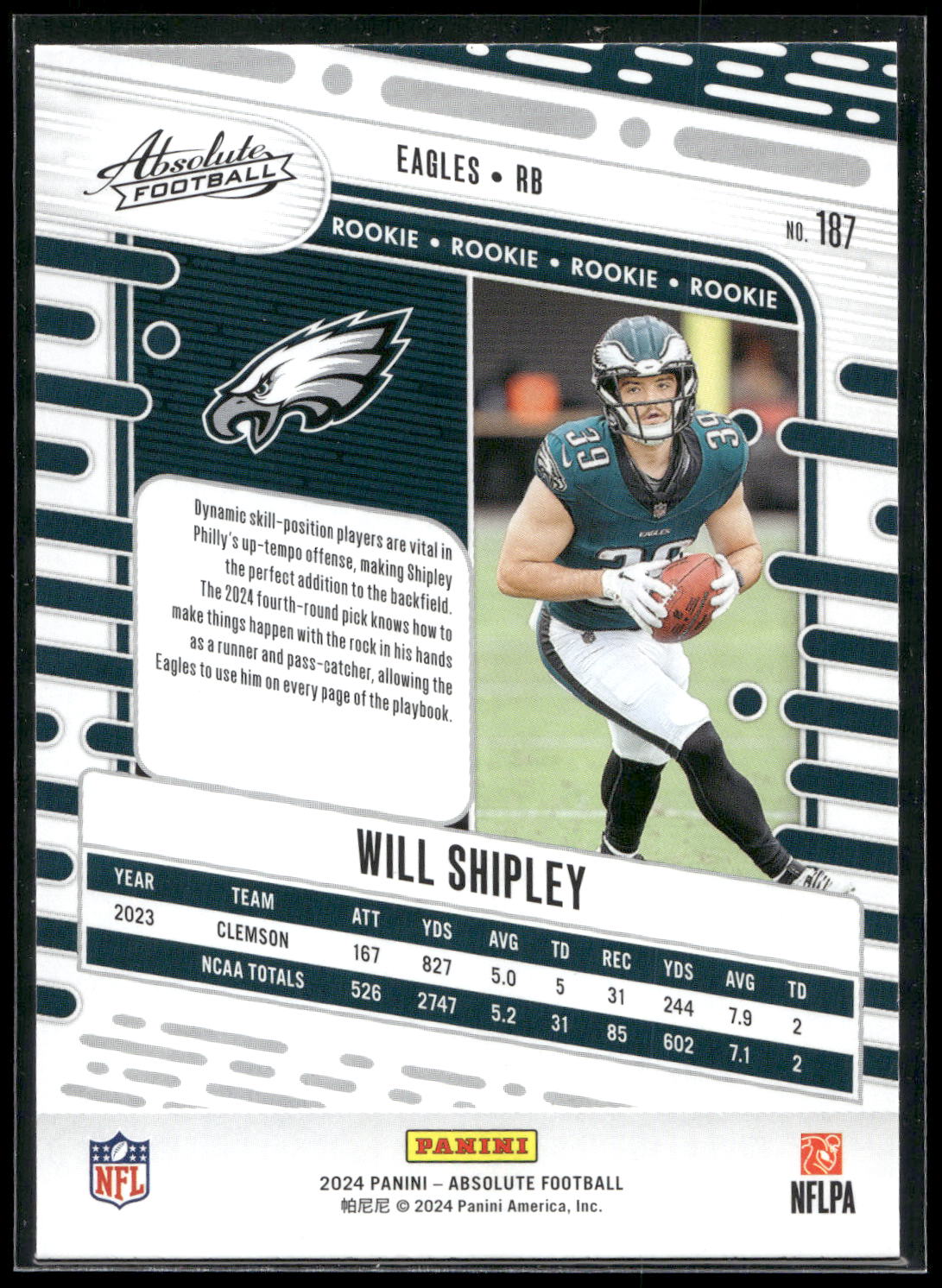 2024 Panini Absolute #187 Will Shipley Retail