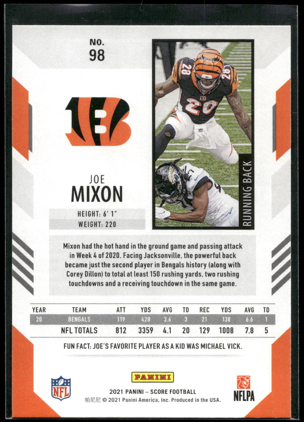2021 Score #98 Joe Mixon