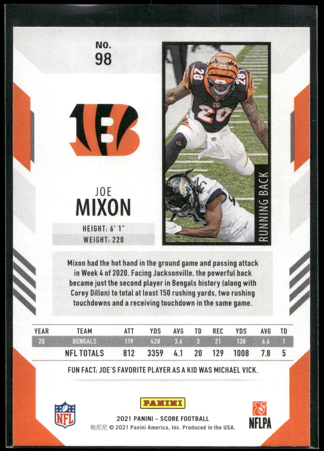 2021 Score #98 Joe Mixon
