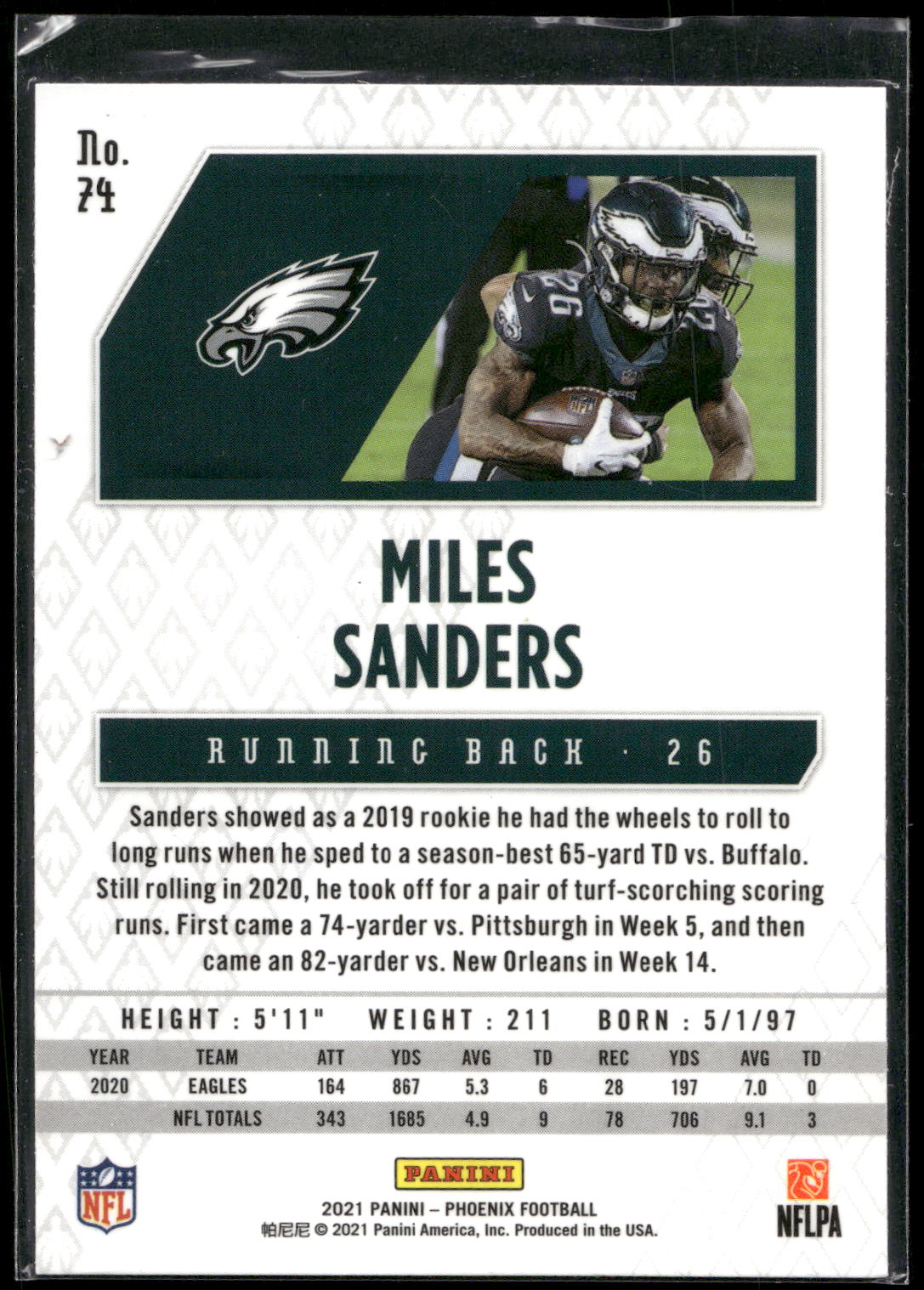 2020 Panini Phoenix #75 Miles Sanders