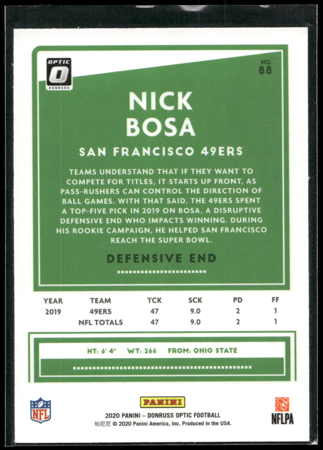 2020 Donruss Optic #88 Nick Bosa