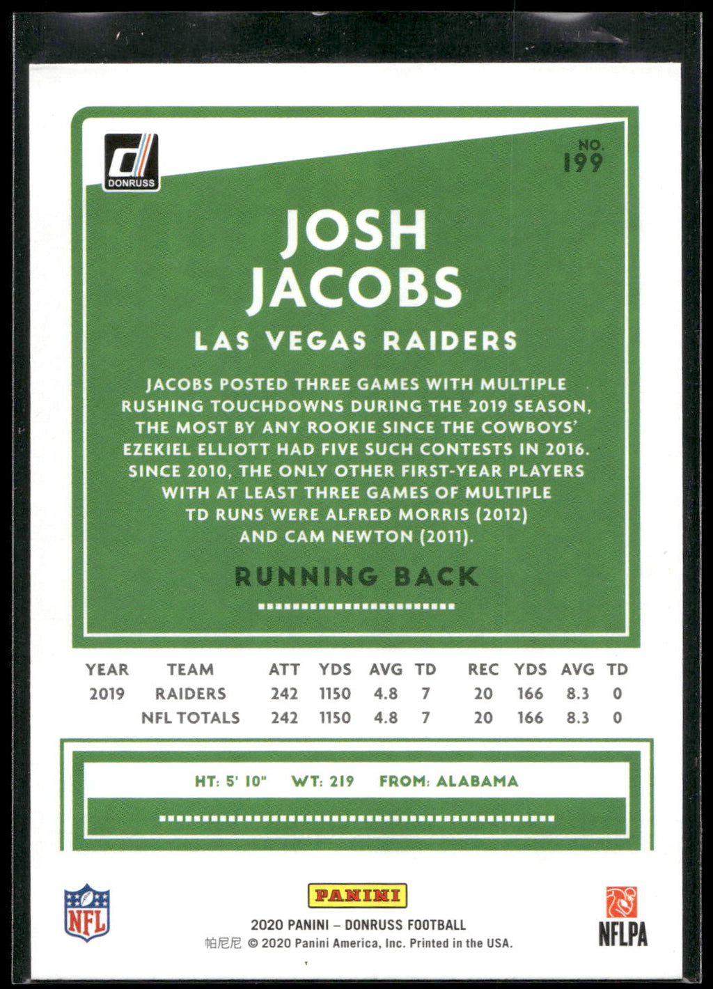 2020 Donruss #199 Josh Jacobs